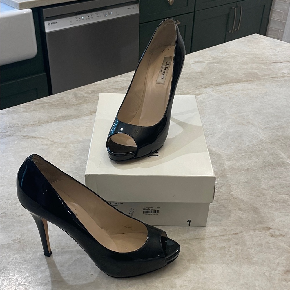 LK Bennett Black Peep Toe Heels